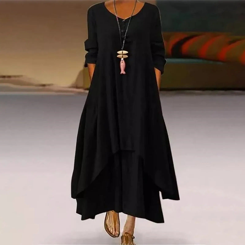 KL | Vestido midi fluido multicapa