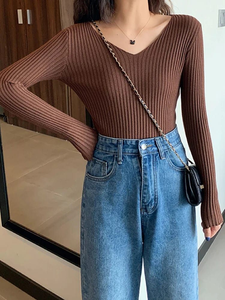 CM | Jersey básico de punto con cuello en V