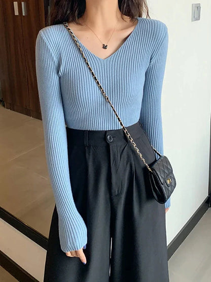 CM | Jersey básico de punto con cuello en V