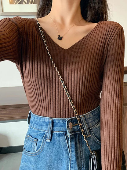 CM | Jersey básico de punto con cuello en V