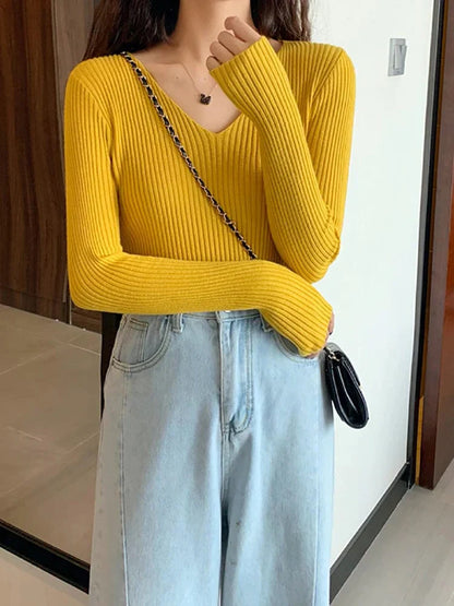 CM | Jersey básico de punto con cuello en V