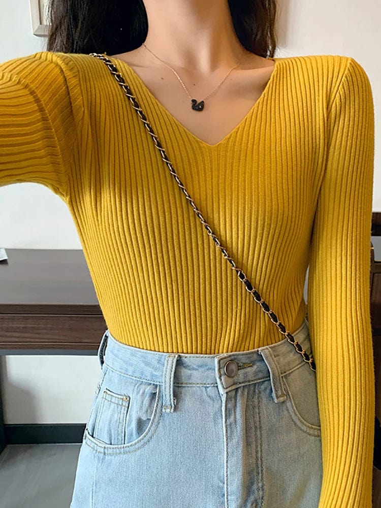 CM | Jersey básico de punto con cuello en V