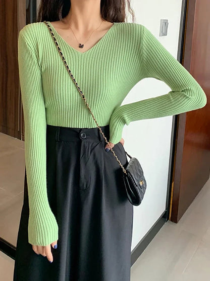 CM | Jersey básico de punto con cuello en V