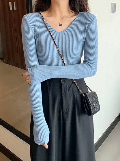 CM | Jersey básico de punto con cuello en V