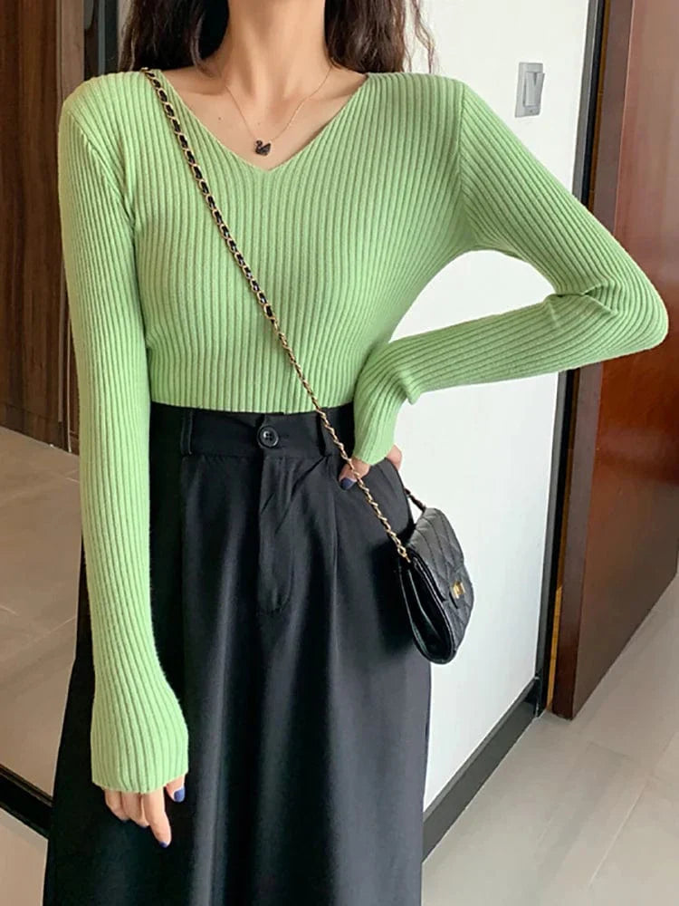 CM | Jersey básico de punto con cuello en V