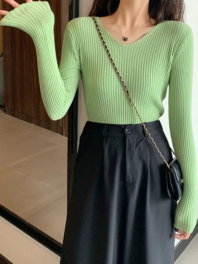 CM | Jersey básico de punto con cuello en V