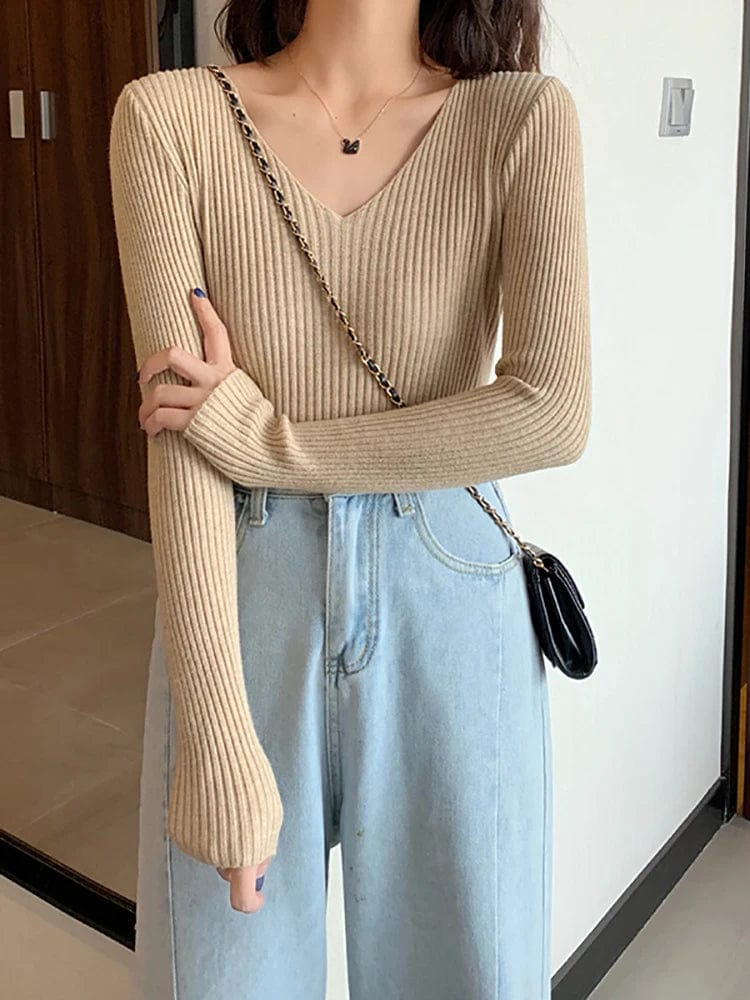 CM | Jersey básico de punto con cuello en V