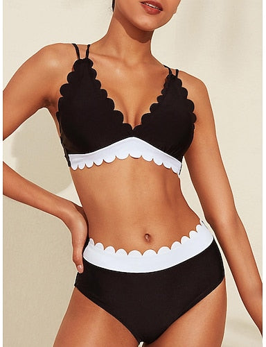 Color Block Triangle Bikini Swimsuit