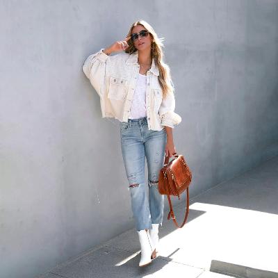 CM | Chaqueta casual con mangas abullonadas para mujer