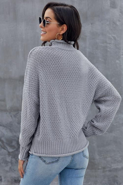 CM | MW Jersey de mujer en gris, jersey de cuello alto de manga larga
