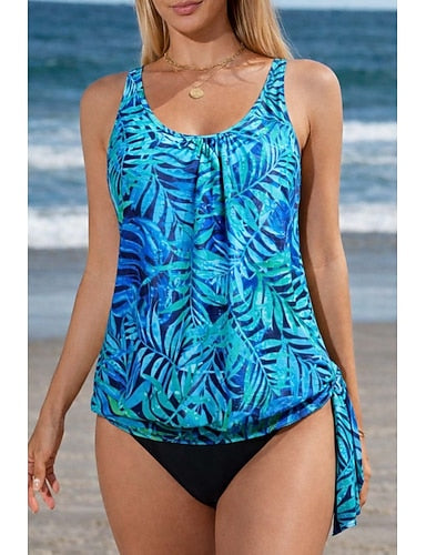 Swimwear Tankini 2 Piece Swimsuit Vacation Sleeveless Bathing Suits