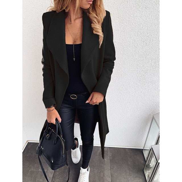 CM | Chaqueta larga de algodón sin botones