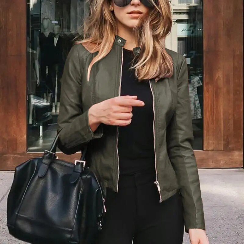 CM | Chaqueta de cuero clásica para mujer