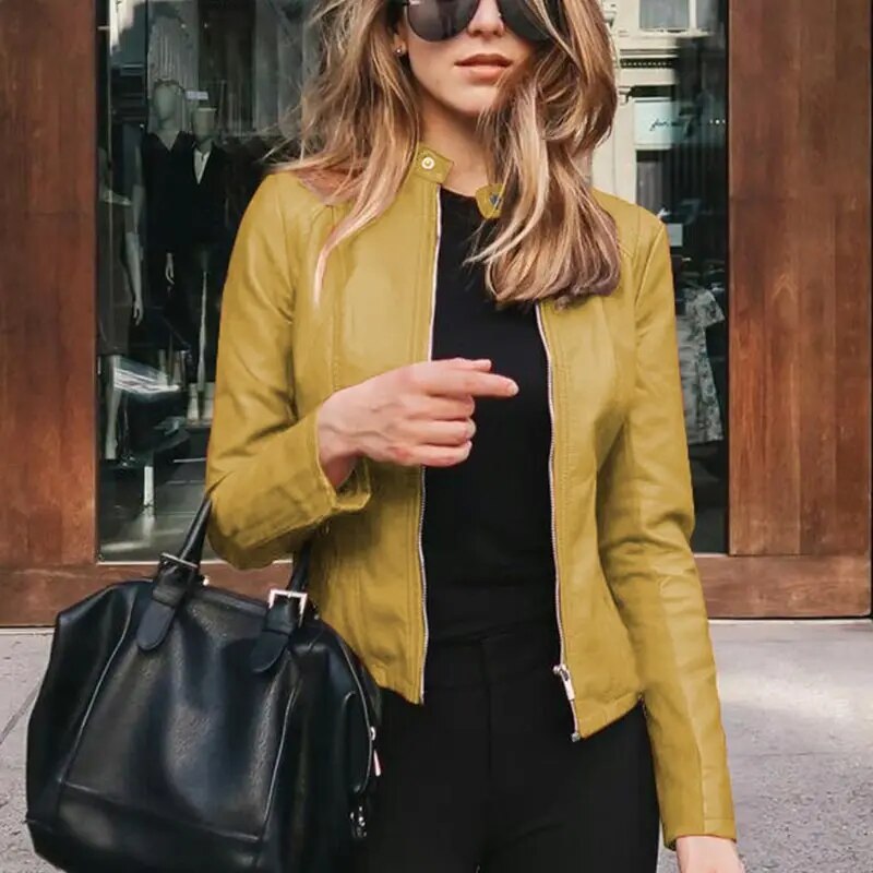 CM | Chaqueta de cuero clásica para mujer