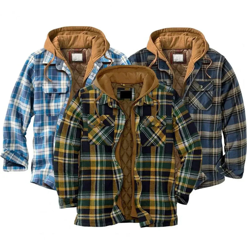 KL | Chaqueta camisera con capucha de franela de algodón