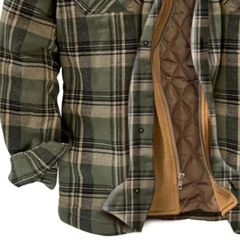 KL | Chaqueta camisera con capucha de franela de algodón