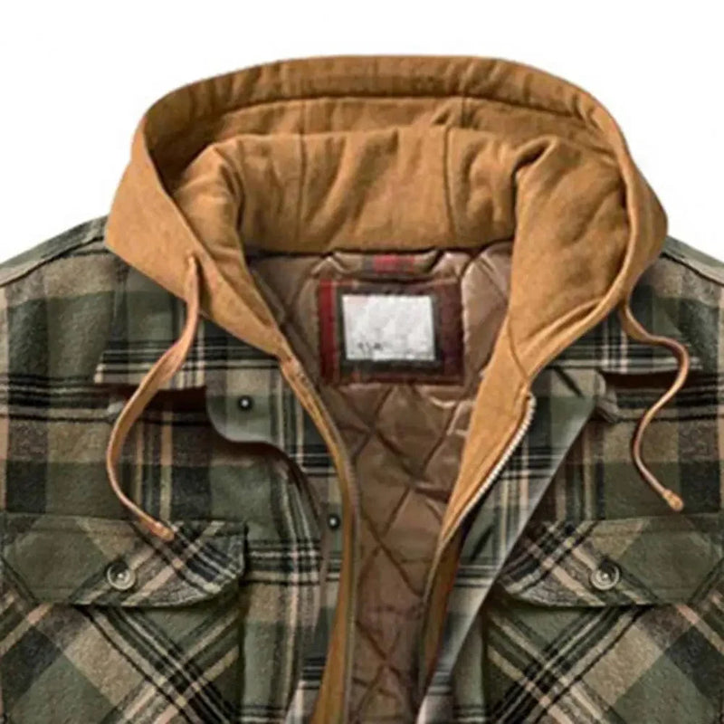 KL | Chaqueta camisera con capucha de franela de algodón