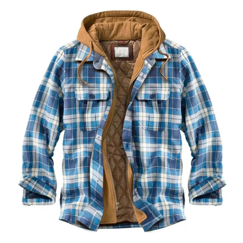 KL | Chaqueta camisera con capucha de franela de algodón