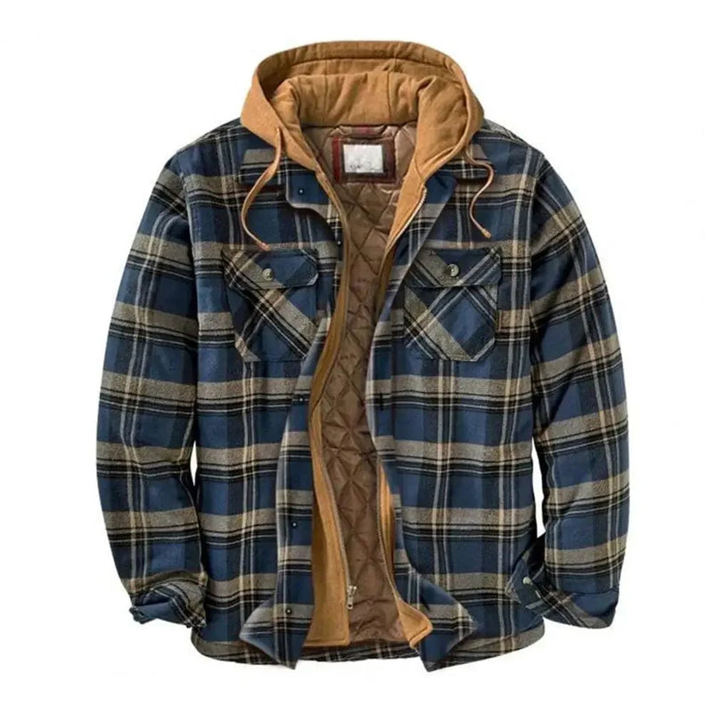 KL | Chaqueta camisera con capucha de franela de algodón