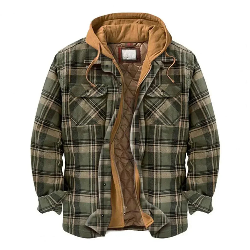KL | Chaqueta camisera con capucha de franela de algodón