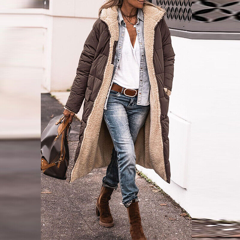 CM | Chaqueta larga reversible de sherpa