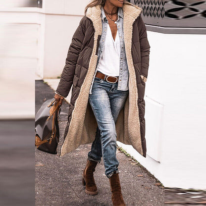 CM | Chaqueta larga reversible de sherpa