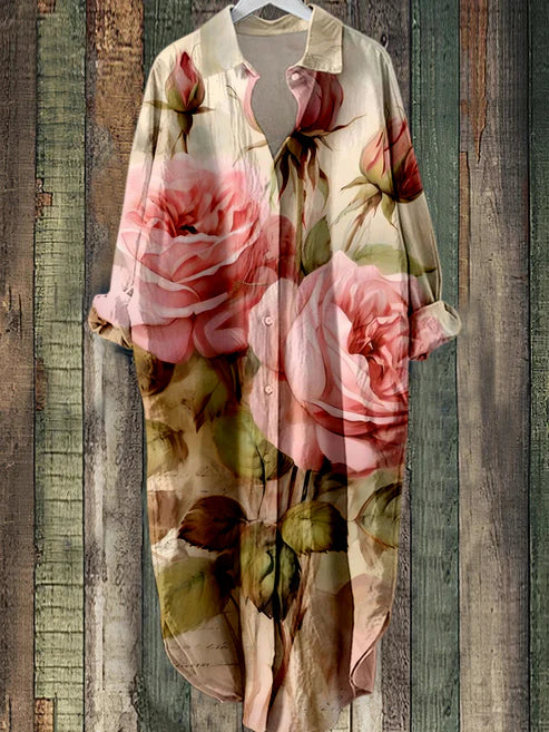 KL | Vestido midi abotonado con estampado floral