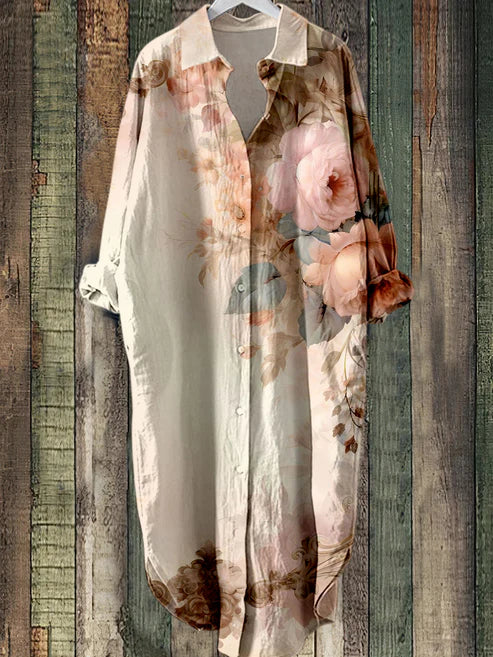 KL | Vestido midi abotonado con estampado floral