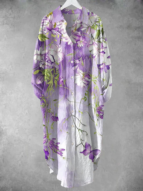 KL | Vestido midi abotonado con estampado floral