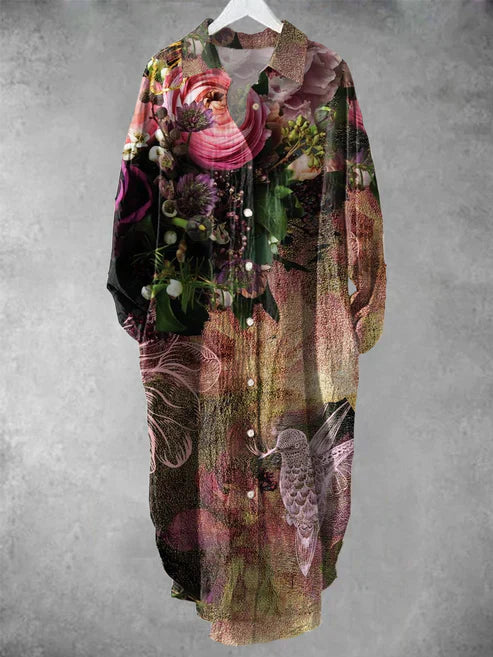 KL | Vestido midi abotonado con estampado floral