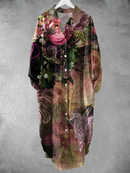 KL | Vestido midi abotonado con estampado floral