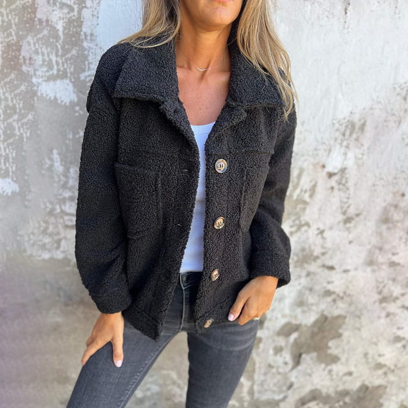 CM | Chaqueta de abrigo con cuello para mujer