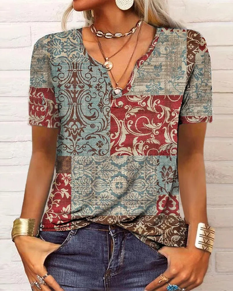 KL | top de manga larga con estampado boho patchwork
