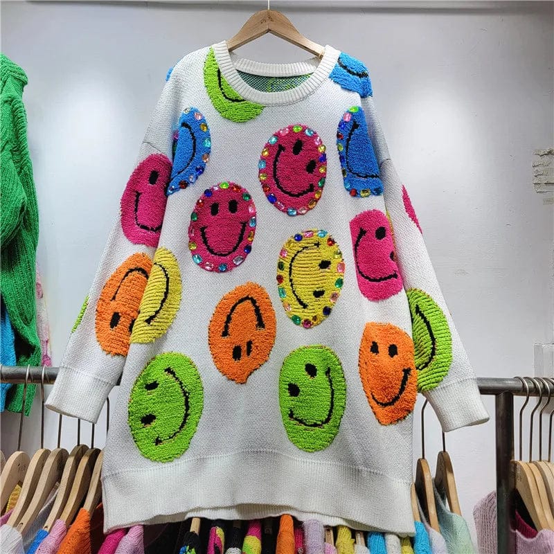 CM | Jersey de punto con bordado de dibujos animados, jersey de moda