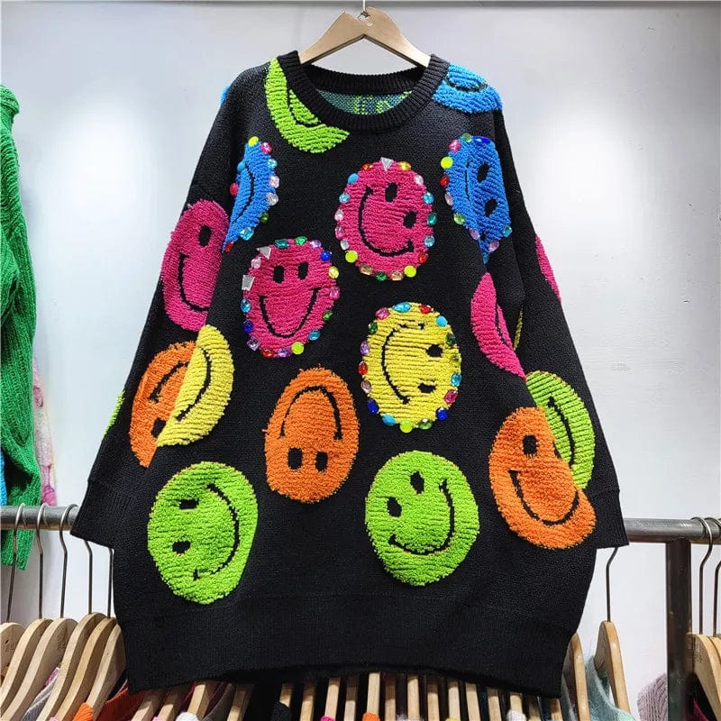 CM | Jersey de punto con bordado de dibujos animados, jersey de moda