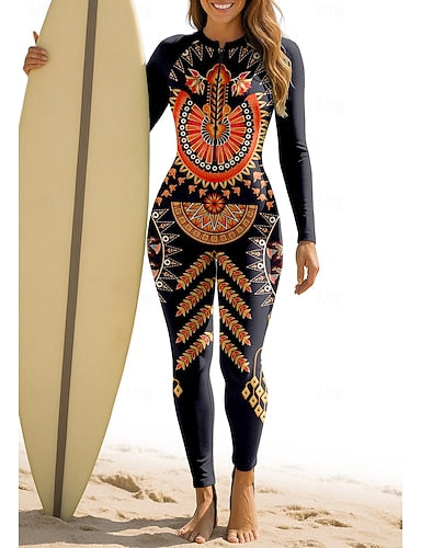 Standard Rash Guard Full Body Swimwear Dive Skin Suit Folk Front Zip Upf50+ Quick Dry High Elasticity Long Sleeve Swimwear Surfing Canoeing Diving Summer