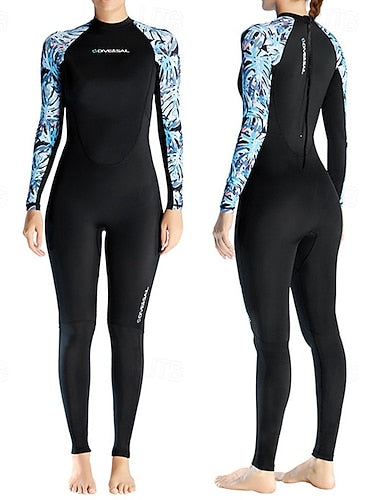 Rash Guard Full Body Swimwear Dive Skin Suit Patchwork Back Zip Upf50+ Quick Dry High Elasticity Long Sleeve Swimwear Surfing Diving Snorkeling Summer